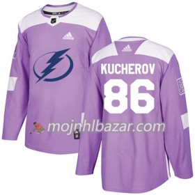 Dresovi Tampa Bay Lightning Nikita Kucherov 86 Adidas 2017-2018 Purpurna Fights Cancer Practice Authentic - Muške